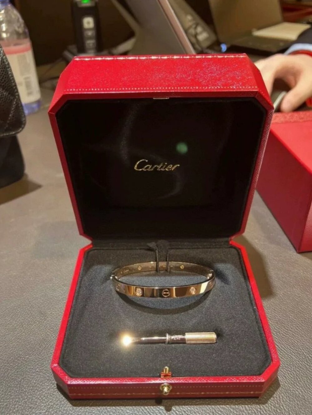 ✨ Cartier Rose Gold Wide Diamond Bracelet Size:17